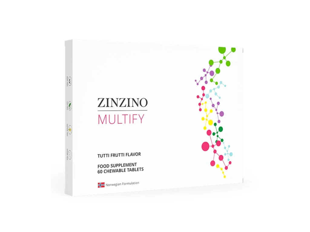 ZINZINO Multify – multiwitamina dla dzieci na odporność, wzrost i prawidłowy rozwój, 60 tabletek do żucia