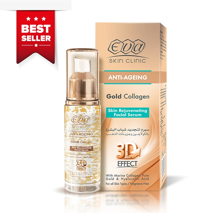 Eva Skin Clinic | Gold Collagen Skin Rejuvenating Facial Serum 3D Effect – odmładzające serum do twarzy ze złotem, kolagenem i kwasem hialuronowym 30 ml