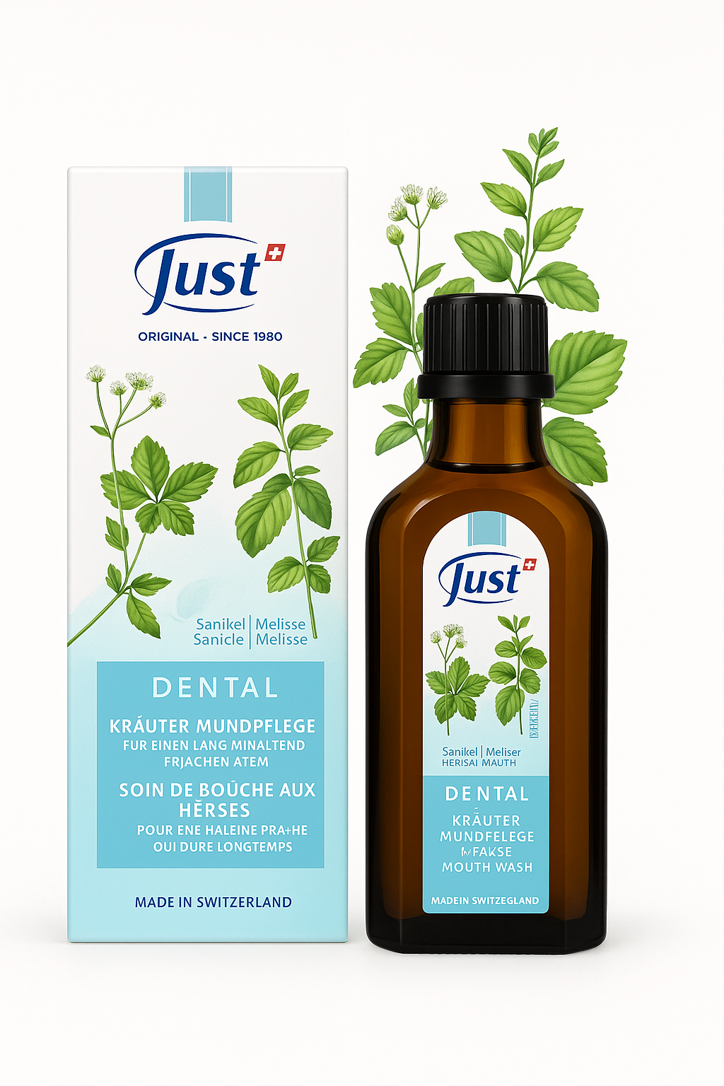 JUST Płyn do płukania jamy ustnej ziołowy z melisą i żeń-szeniem 75 ml