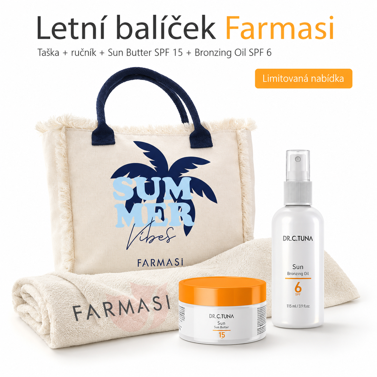 Letni pakiet Farmasi – torba, ręcznik i kosmetyki do opalania