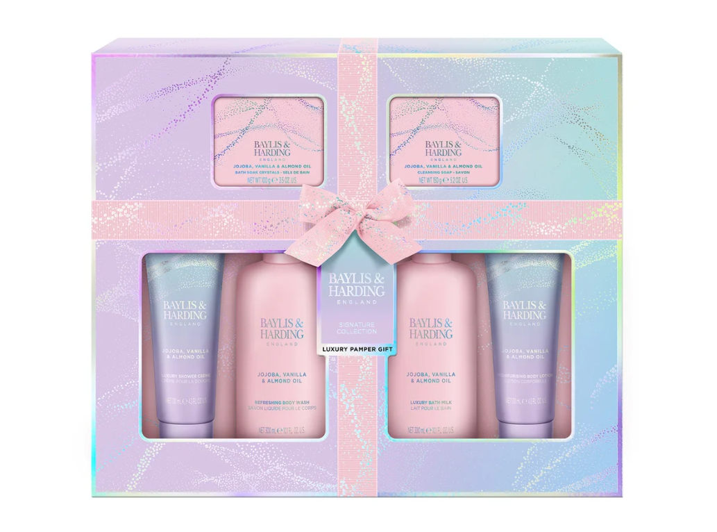 Baylis & Harding Jojoba, Vanilla & Almond Oil – luksusowy zestaw upominkowy do pielęgnacji ciała 6 szt.