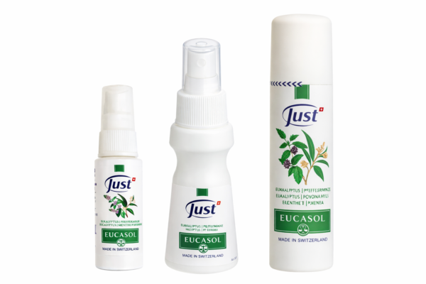 Produkty Just Eucasol na bílé ploše